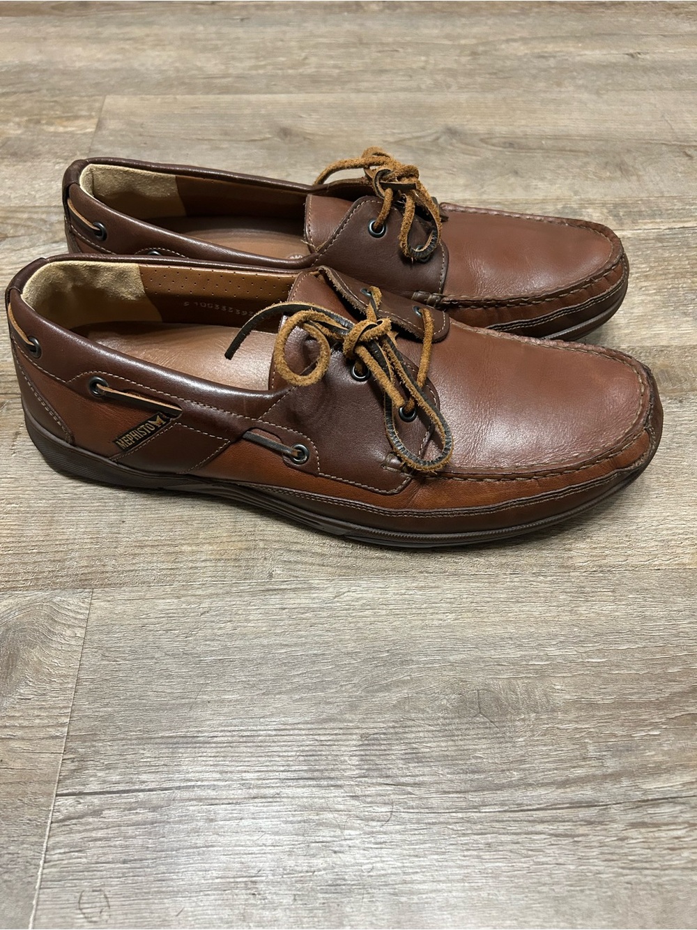 Mephisto Men's Size 13 Brown Leather Slip On Boat Shoes Loafers Nautical